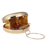 Round Shaped Simple Diamonds Clutches Bag