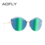 Half Frame Mirror Lens Cat Eye Sunglasses
