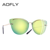 Reflective Glass Cat Eye Sunglasses