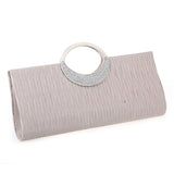 Rhinestone Satin Pleated Evening Bag