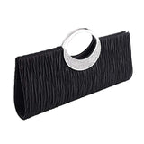 Rhinestone Satin Pleated Evening Bag