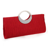 Rhinestone Satin Pleated Evening Bag