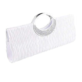 Rhinestone Satin Pleated Evening Bag