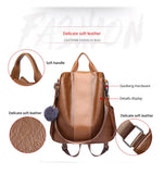 PU Leather Anti Theft Casual Backpack