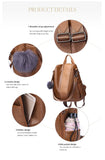 PU Leather Anti Theft Casual Backpack