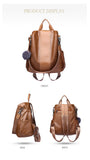 PU Leather Anti Theft Casual Backpack