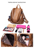 PU Leather Anti Theft Casual Backpack