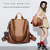 PU Leather Anti Theft Casual Backpack